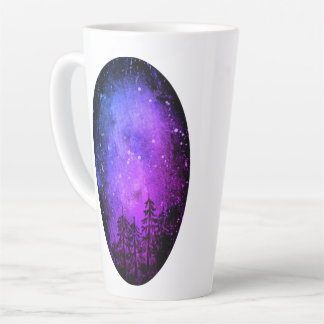 Taza De Café Latte Púrpura y verde Galaxy Latte Mug