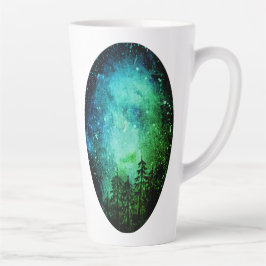 Taza De Café Latte Púrpura y verde Galaxy Latte Mug
