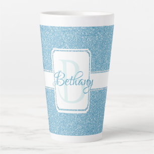 Taza De Café Latte Purpurina azul latte mug personalizado
