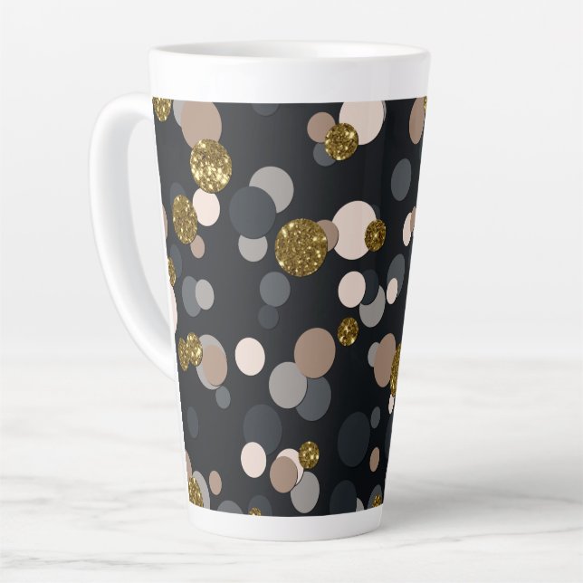 Taza De Café Latte Purpurina Confetti Peach, Maple, Gray and Gold (Ángulo izquierdo)