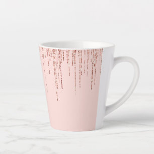 Taza De Café Latte Purpurina de lujo Rosa Gold Sparkly
