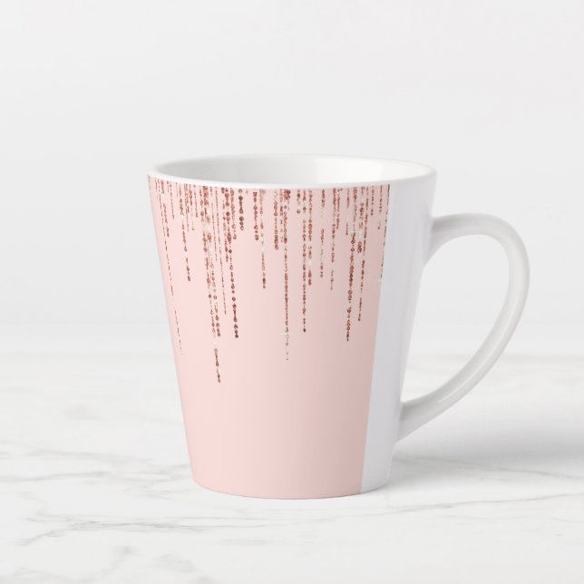 Taza De Café Latte Purpurina de lujo Rosa Gold Sparkly (Derecha)