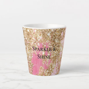 Taza De Café Latte Purpurina Girly Pink Gold
