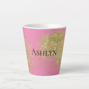Taza De Café Latte Purpurina Glitzy Oro Rosa