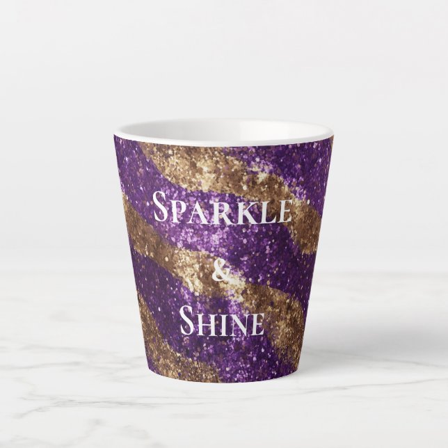 Taza De Café Latte Purpurina Purple Gold (Anverso)