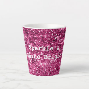 Taza De Café Latte Purpurina rosa Sparkle