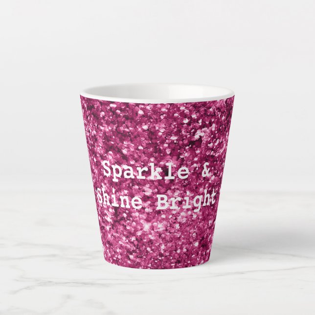 Taza De Café Latte Purpurina rosa Sparkle (Anverso)