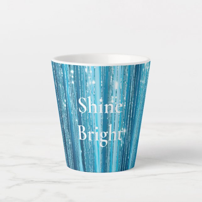 Taza De Café Latte Purpurina Turquoise Aqua Glam (Anverso)