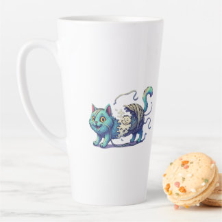 Taza De Café Latte Purr-fectly Tangled" T-Shirt - Whimsical Cat 