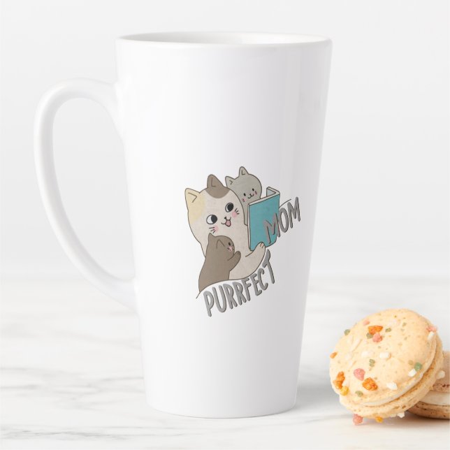 Taza De Café Latte Purrfect Mom (In situ)