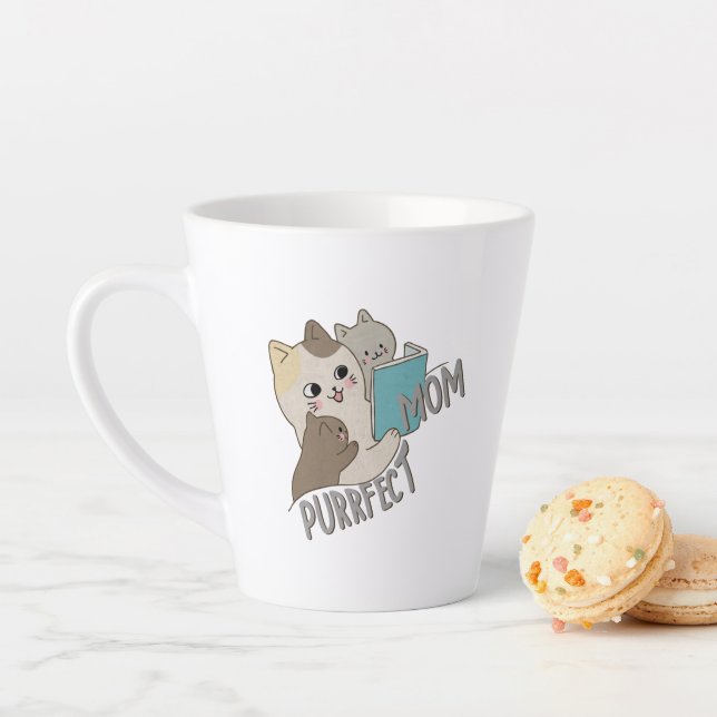 Taza De Café Latte Purrfect Mom (In situ)