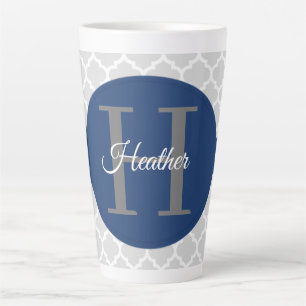 Taza De Café Latte Quatrefoil azul personalizado
