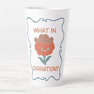 Taza De Café Latte ¿Qué flor de clavel de vaquero divertida?