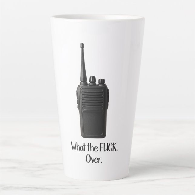 Taza De Café Latte Qué m***da Sobre El Icono De Walkie Talkie Funny (Anverso)