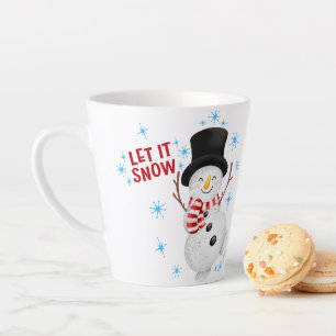 Taza De Café Latte Que Nieva Snowman