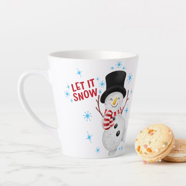 Taza De Café Latte Que Nieva Snowman (In situ)