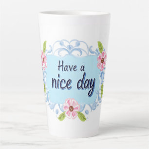 Taza De Café Latte Que Tengas Un Buen Día Azul