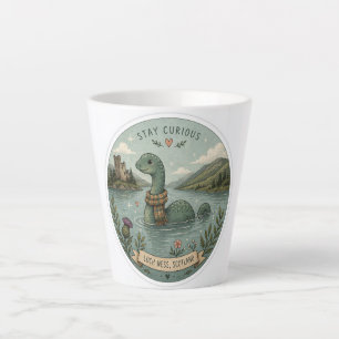 Taza De Café Latte Quédate Curioso Acogedor Críptido Nessie Monstruo 