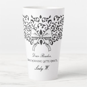 Taza De Café Latte Querido Lector Regencycore Lazo Ornate Floral Scri