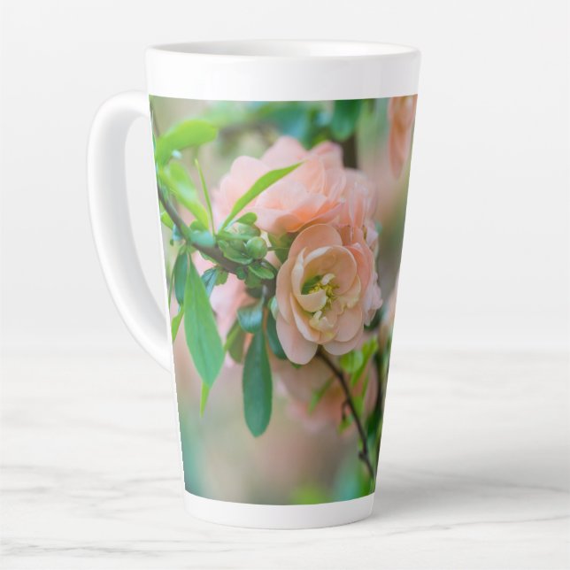 Taza De Café Latte Quince de Flor de Peach (Ángulo izquierdo)