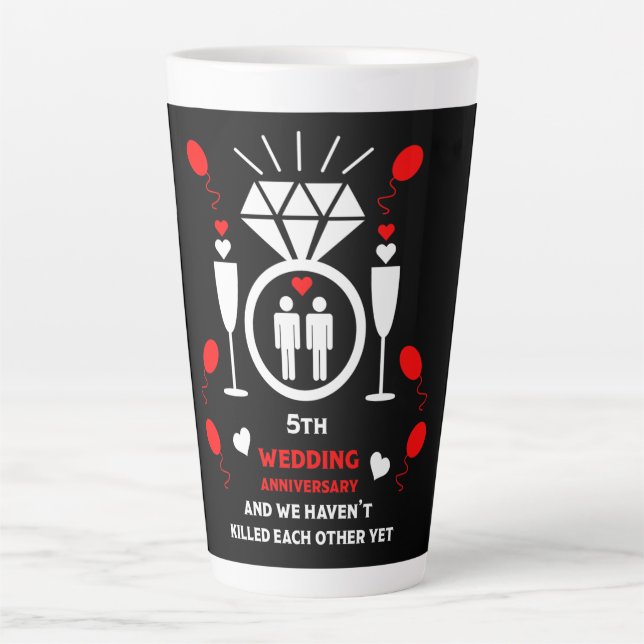 Taza De Café Latte Quinto aniversario Boda de los homosexuales (Anverso)
