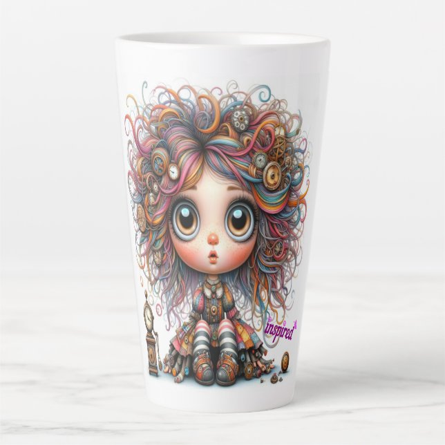 Taza De Café Latte Quirky Steampunk Chica Inspire Latte Mug (Anverso)