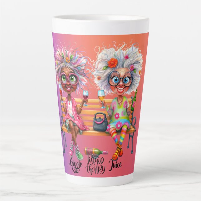 Taza De Café Latte Quirky Wine Lady Therapy Latte Mug (Anverso)