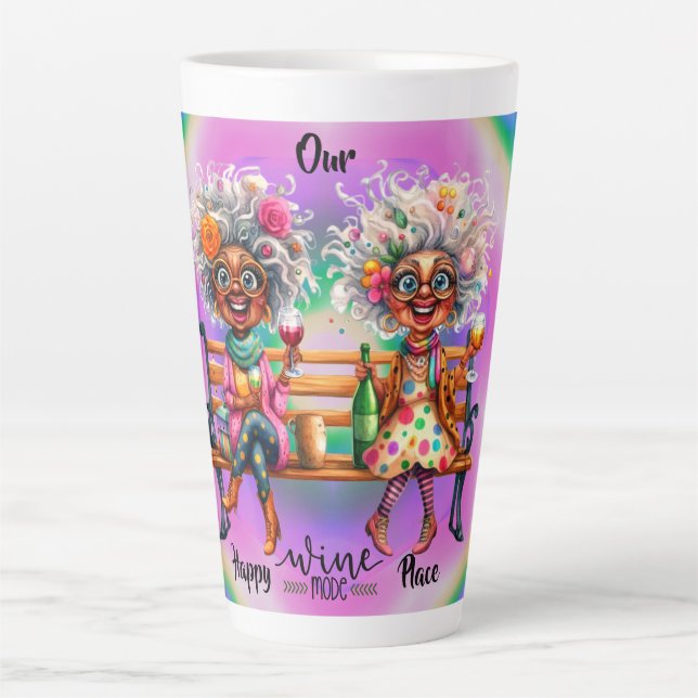 Taza De Café Latte Quirky Wine Lady Wine Mode Latte Mug (Anverso)