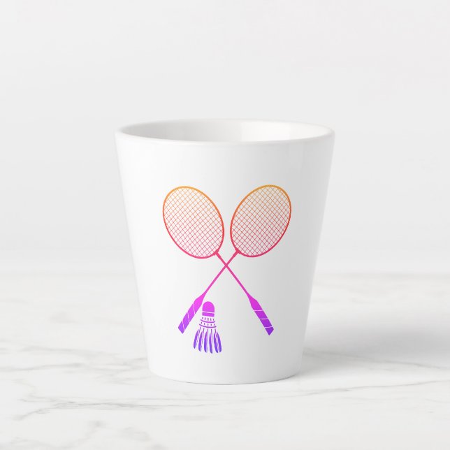 Taza De Café Latte Racas de Badminton Shuttlecock Birdie Ombre (Anverso)