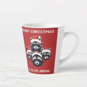 Taza De Café Latte Raccoon Merry Christmas Ya sucio animal