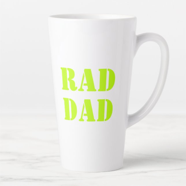 Taza De Café Latte Rad Dad neon green moderna typography cool (Derecha)