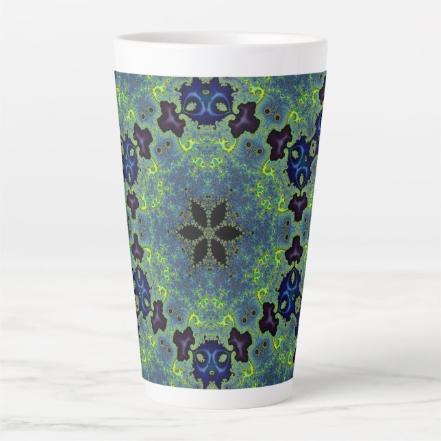 Taza De Café Latte Radiant Fractal Symphony (Anverso)