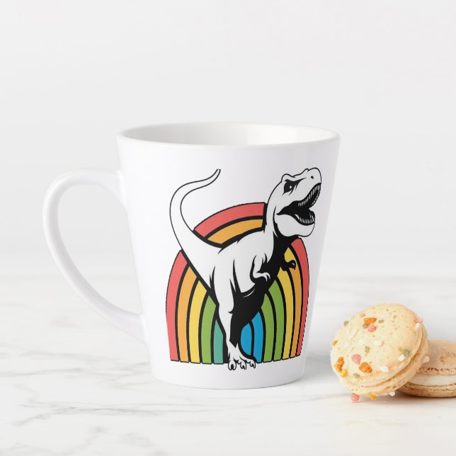 Taza De Café Latte Rainbow T Rex (In situ)
