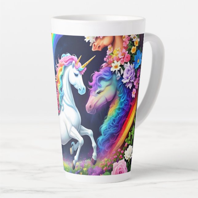 Taza De Café Latte Rainbow Unicorn One (Ángulo derecho)