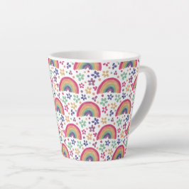 Taza De Café Latte Rainbows & Flowers