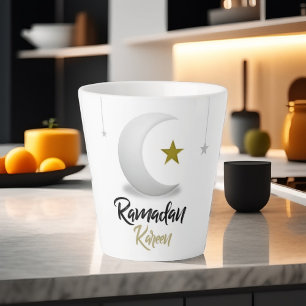 Taza De Café Latte Ramadan Kareem Elegant Islamic Crescent Mubarak