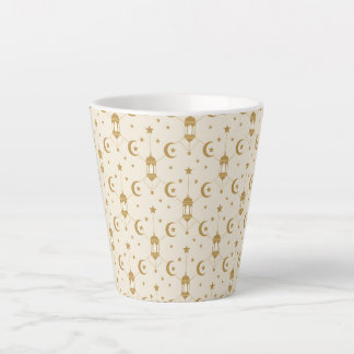 Taza De Café Latte Ramadan Lanterns & Crescent Seamless 