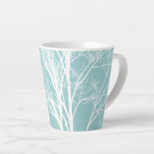 Taza De Café Latte Ramas de árbol blanco