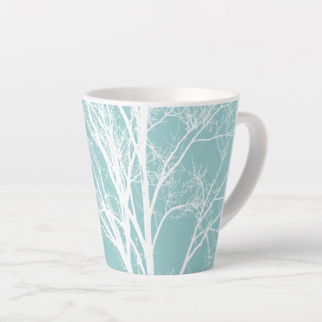 Taza De Café Latte Ramas de árbol blanco (Ángulo derecho)