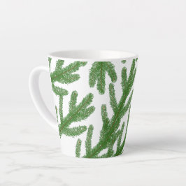 Taza De Café Latte Ramas de árbol de abeto verde