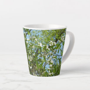 Taza De Café Latte Ramas de Dogwood florecen árboles de primavera