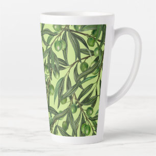 Taza De Café Latte Ramas de oliva en verde oliva