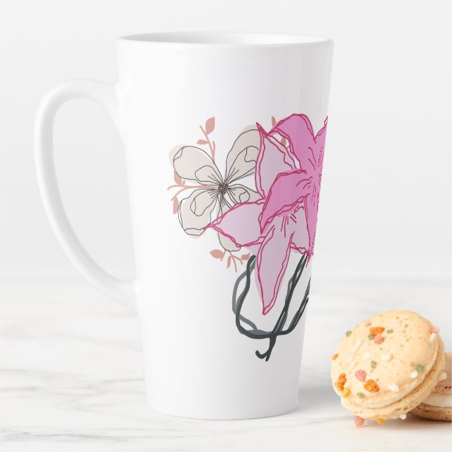 Taza De Café Latte Ramo de flores dibujadas rosas (In situ)