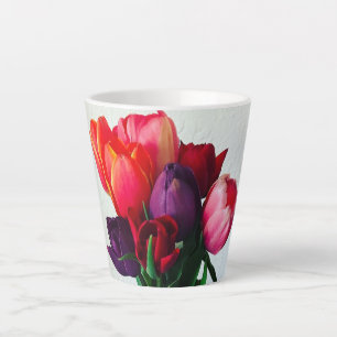 Taza De Café Latte Ramo de Tulipanes de Primavera