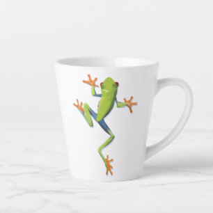 Taza De Café Latte Rana-árbol anfibia verde