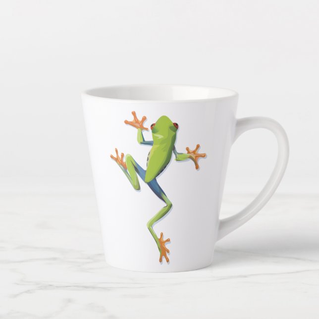 Taza De Café Latte Rana arbórea anfibia verde (Derecha)