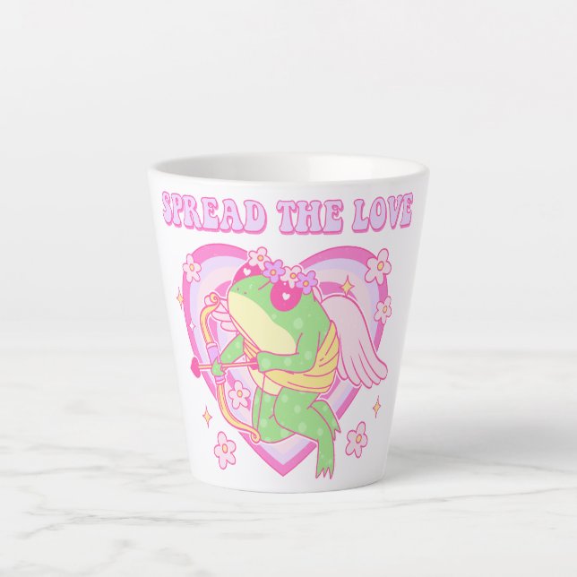 Taza De Café Latte Rana Cupido - Esparce el amor (Anverso)