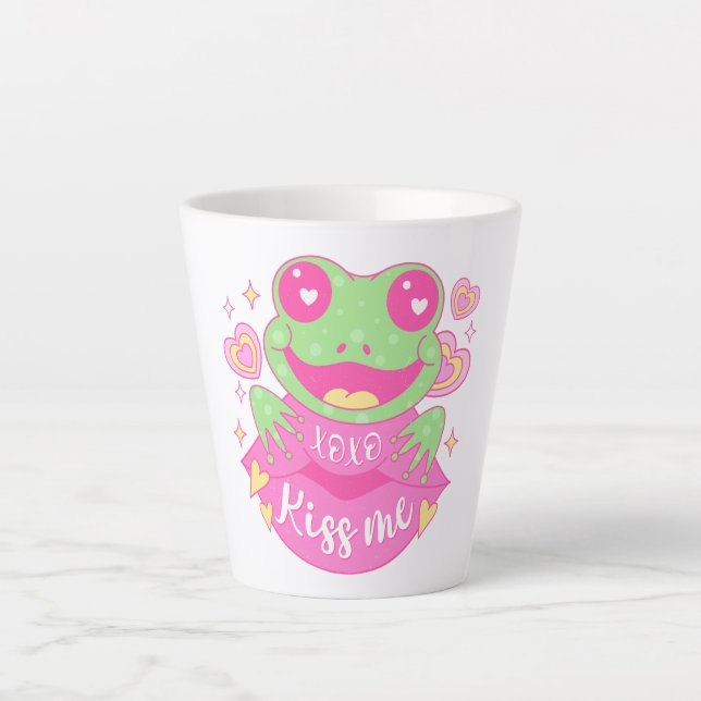 Taza De Café Latte Rana Cute Kisme - Xoxo (Anverso)