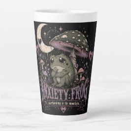 Taza De Café Latte Rana de Ansiedad Diseño de Luz de Luna con Sobrepe