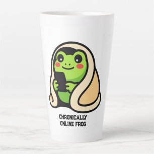 Taza De Café Latte Rana divertida meme crónicamente en línea